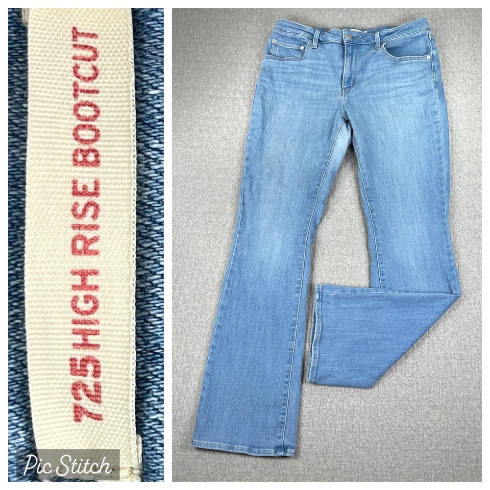 Levi's 725 High Rise Bootcut Jeans Women 33x33 Blue light‎ wash Denim pants